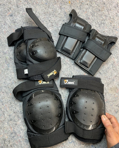 JBM Adult Knee and Elbow Pads with Wrist Guards, Sz Large