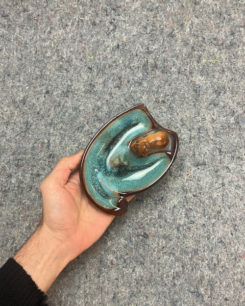 Pretty Ceramic Ashtray with Deer Figurine