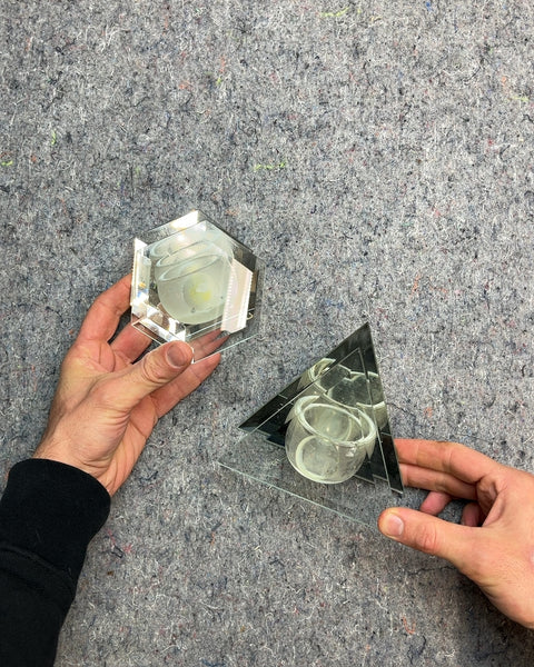 Vintage Mirrory Glass Candle Holders