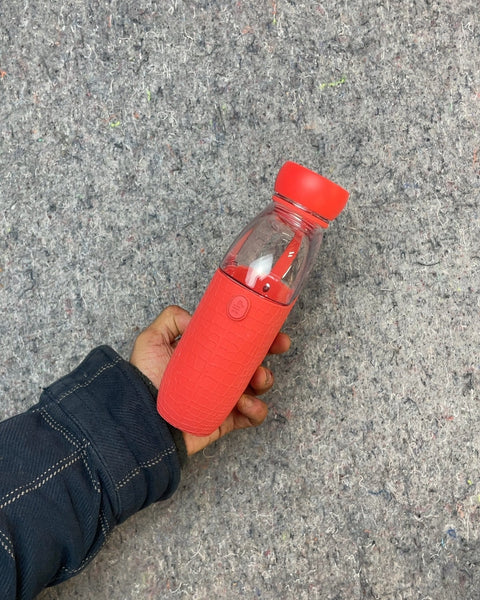 Red Water Bottle with Silicone Sleeve