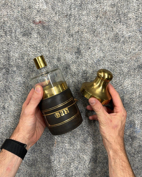 Gin Decanter with Leather and Brass Accents