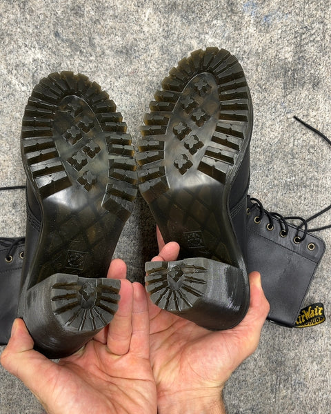 Like New Dr. Martens Black Leather Heeled Boots, Size US 7W or EU 38