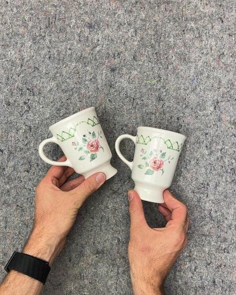 Two Pfaltzgraff Garden Trellis Pattern Footed Mugs