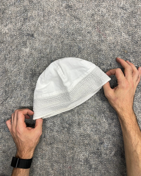 White Cotton Sailor Dixie Cup Hat, Size S