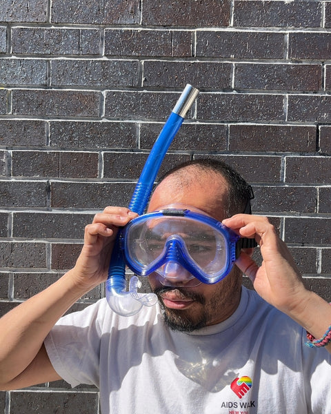Adult Snorkel Mask Set, Cool Blue