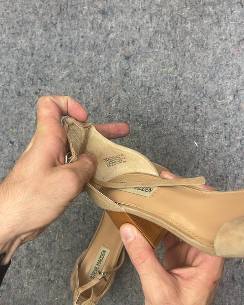 Steve Madden Tan Suede Block Heel Sandals, Size US 7.5W