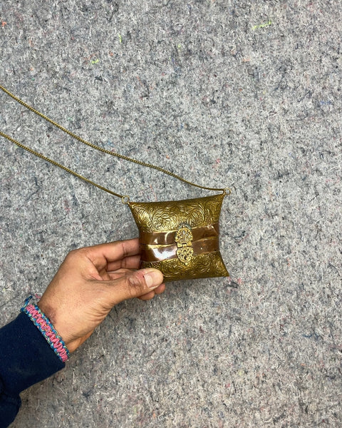 Vintage Embossed Metal Pillow Purse