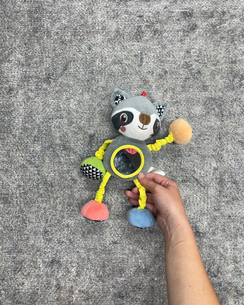 Plush Raccoon Sensory Mirror Baby Activity Toy