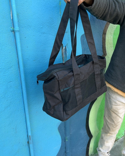 Black Pet Carrier Bag with Mesh Sides For A Cat Or Tiny Dog