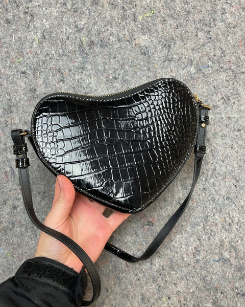 Heart Shaped Faux Leather Crossbody Bag
