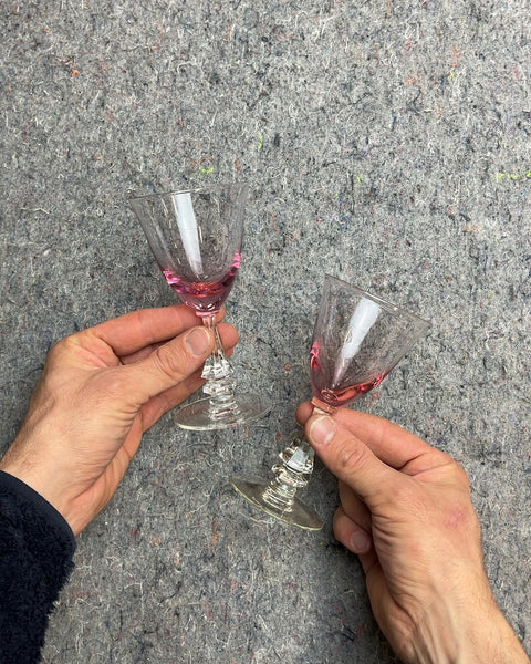 Pink Tinted Glass Cordial Glasses