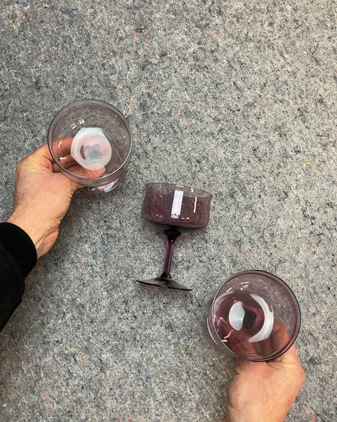 Set of 3 Purple Coupe Glasses