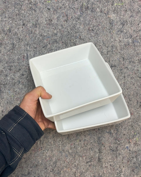 Two White Ceramic Square Dishes