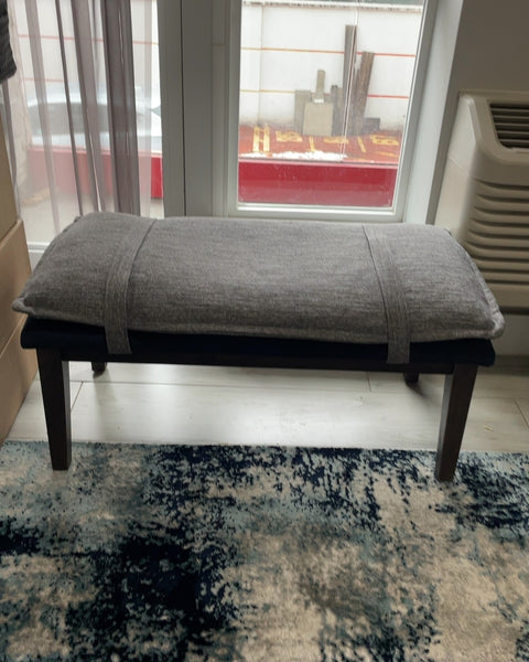 Gray Blue Upholstered Bench, 33x18x14”