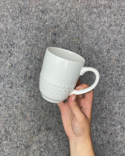 White Ceramic Coffee Mug with Textured Dots