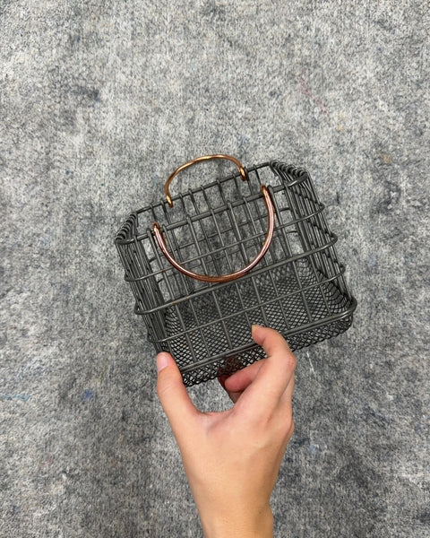 Wire Mesh Basket with Copper Handles, 7 x 6 in