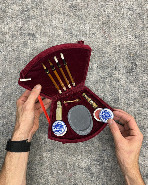 Chinese Calligraphy Set in Velvet Presentation Case