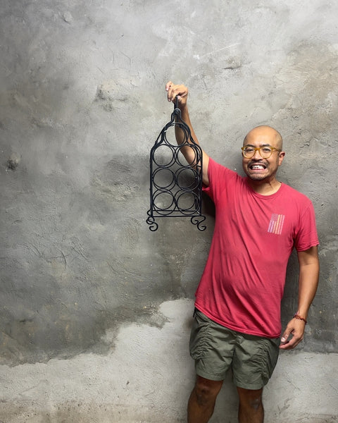 Black Metal Wine Rack, 18x8"