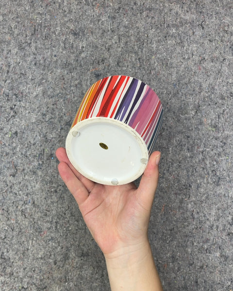 Rainbow Striped Ceramic Planter, 5 in