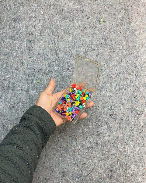 Push Pins in Plastic Box