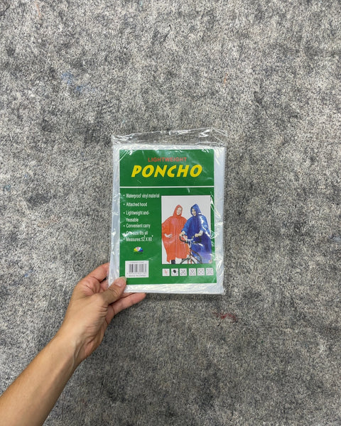 Lightweight Waterproof Vinyl Rain Poncho, Size One Size