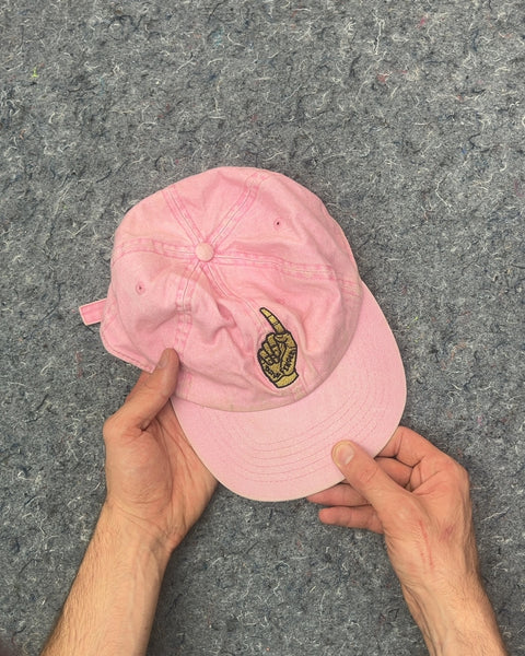 Pink Baseball Cap with Embroidered Finger