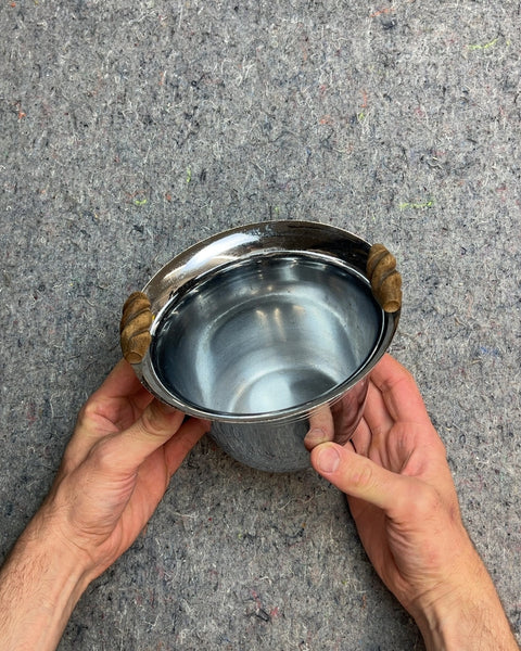 Silver Ice Bucket with Wood Handles