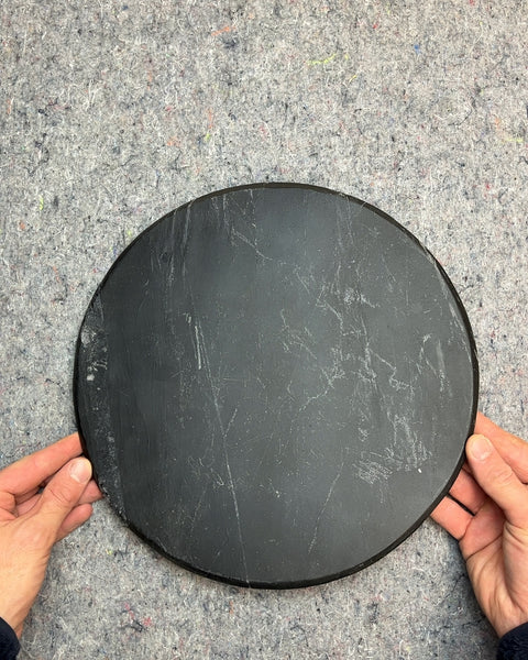 CB2 Black Marble Round Tray, 12"