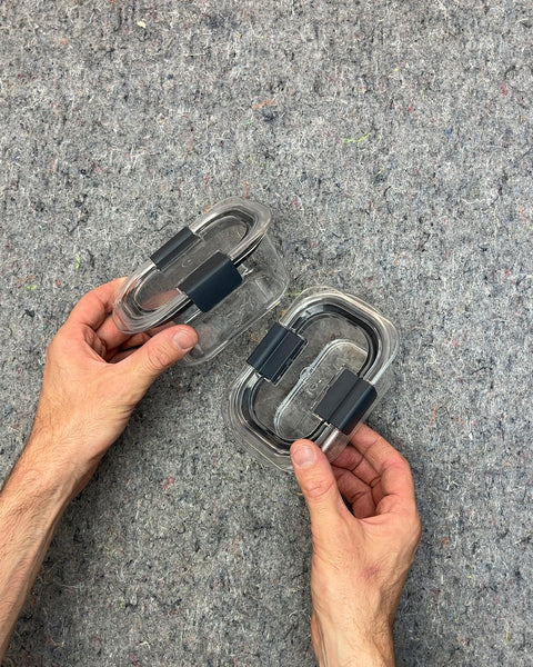 Two Lil' Rubbermaid Clear Food Storage Containers