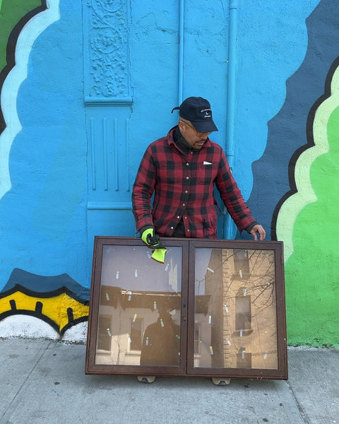 Vintage Glass Cabinet, W43xH29xD3.5"