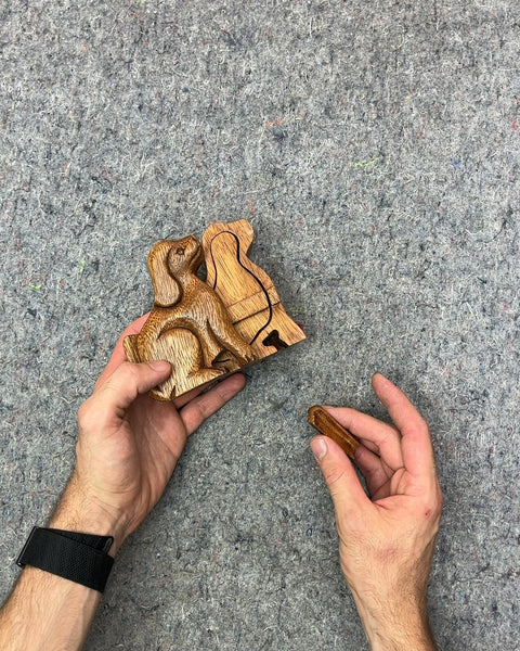 Wooden Dog Puzzle Box