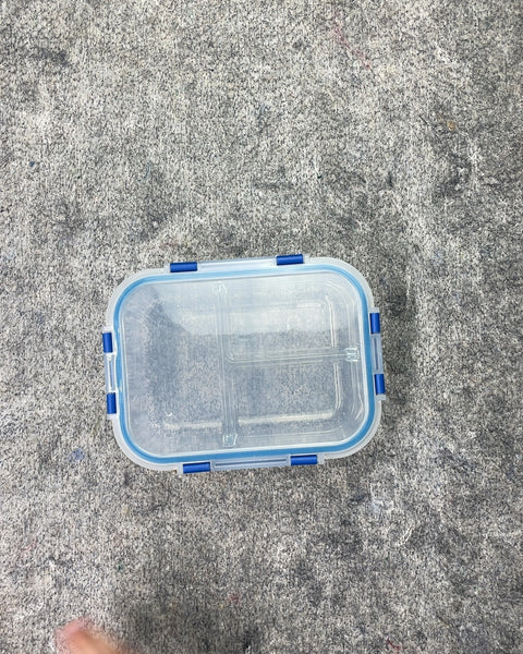 Clear Divided Lunch Box with Blue Clips