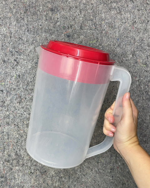 Plastic Pitcher with Red Lid