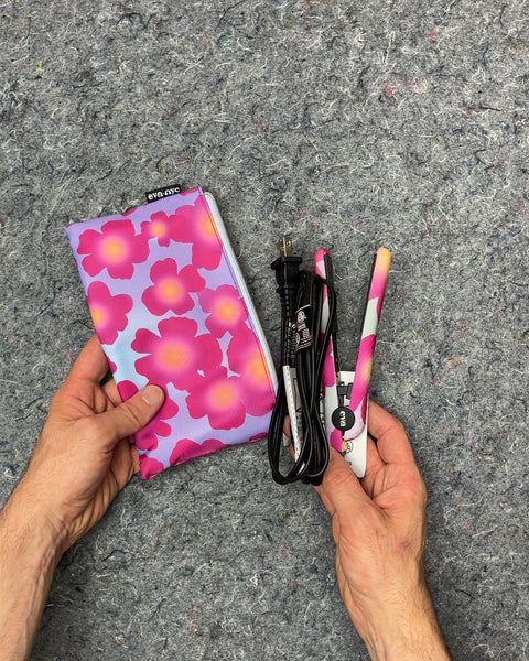 Eva NYC Mini Flat Iron with Floral Pouch