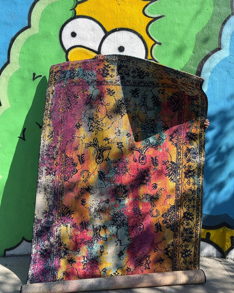 Giant Multicolor Over-dyed Turkish Style Area Rug, 5x8ft