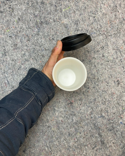 Ceramic Greek Coffee Cup & Lid