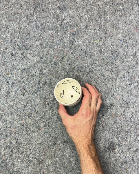 Lil' White Ceramic Planter with Eye Design