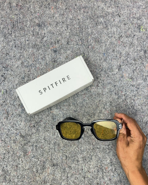 SPITFIRE Black Frame Yellow Lens Sunglasses, Non-Prescription