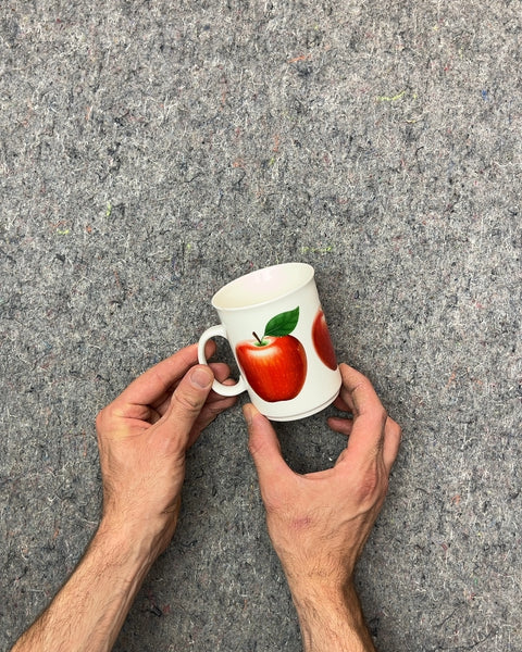 White Ceramic Apple Mug With A Small Chip