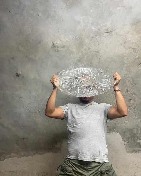 Huge Decorative Glass Platter, 21"