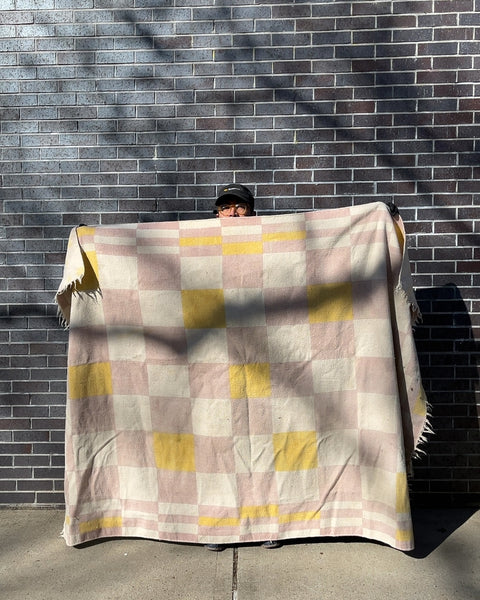 Checkered Rug With A Couple Light Stains, 60x80"