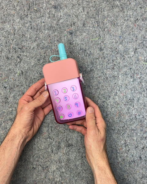 Pink and Purple Water Bottle With Strap & Stickers
