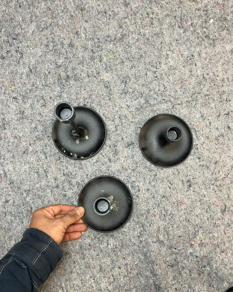 Black Metal Candle Holders, Set of 3