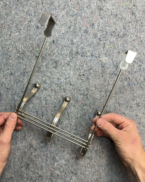 Chrome Over Door Organizer 3-Hook Rack