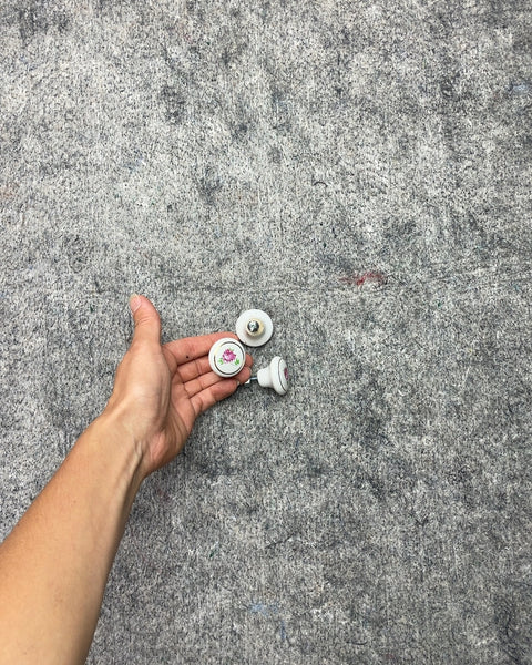 3 Ceramic Rose Drawer Knobs