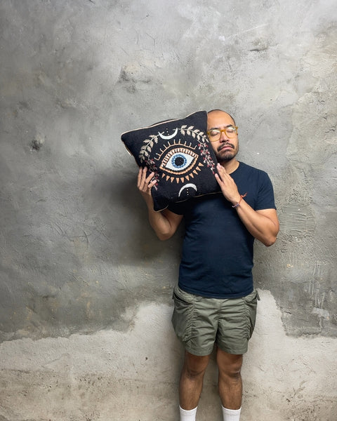 Black Evil Eye Decorative Pillow, 16"