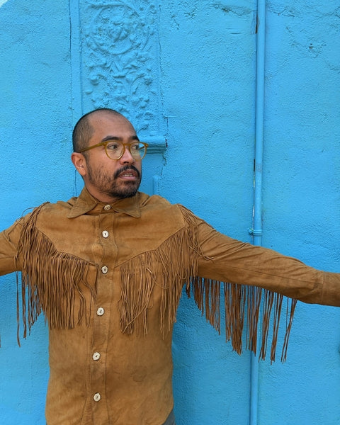 Ren Ellis Designs Suede Fringe Jacket From Texas, Size S/M