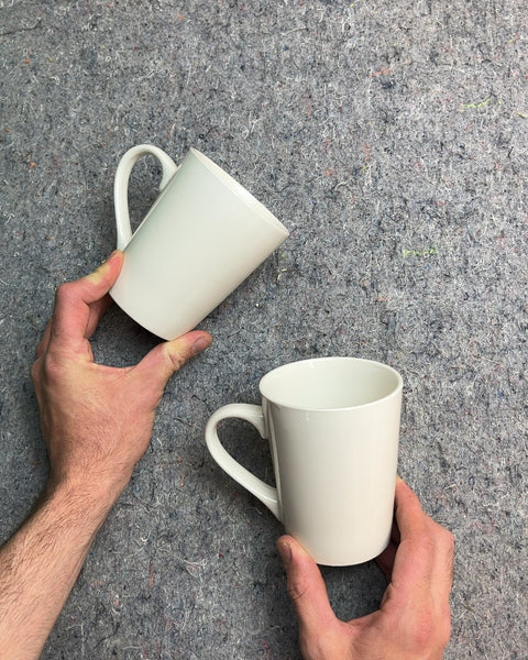 Set of Two White Ceramic Mugs