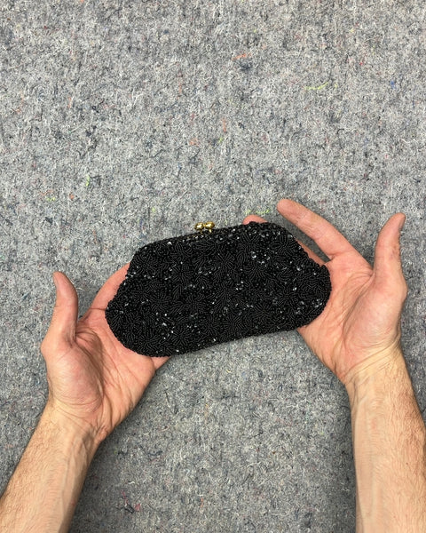 Black Beaded Clutch Purse