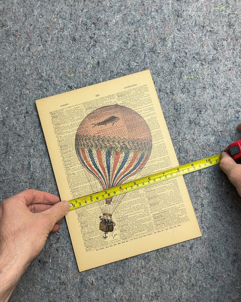 Vintage Dictionary Art Hot Air Balloon Art, 8x12"